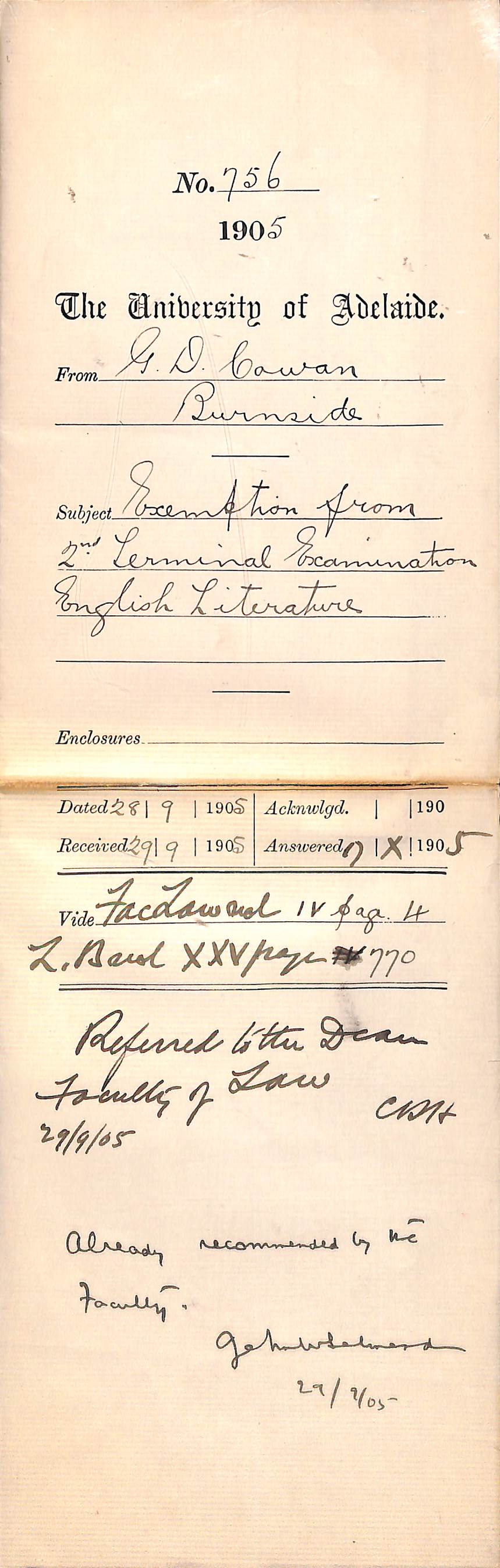 Exemption from 2nd Terminal Examination English Literature