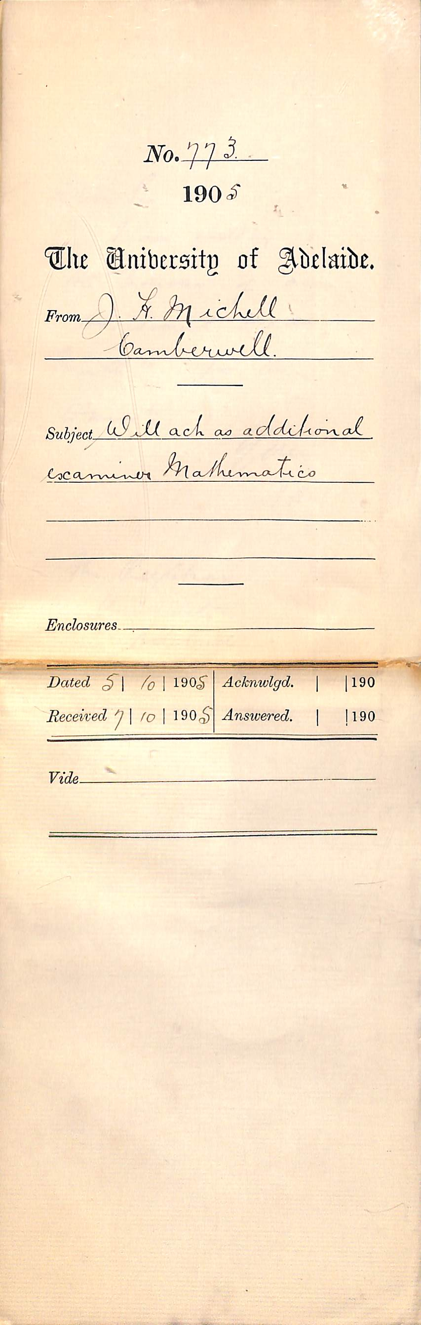 Will act as additional Examiner Mathematics