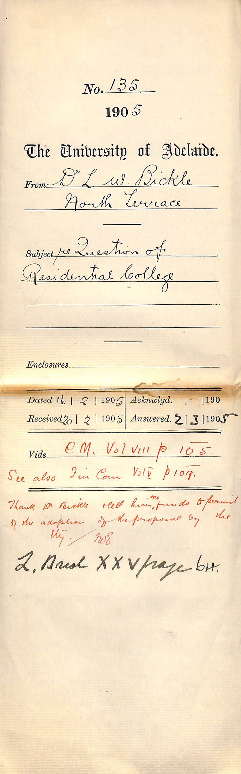 Re question of Residential College