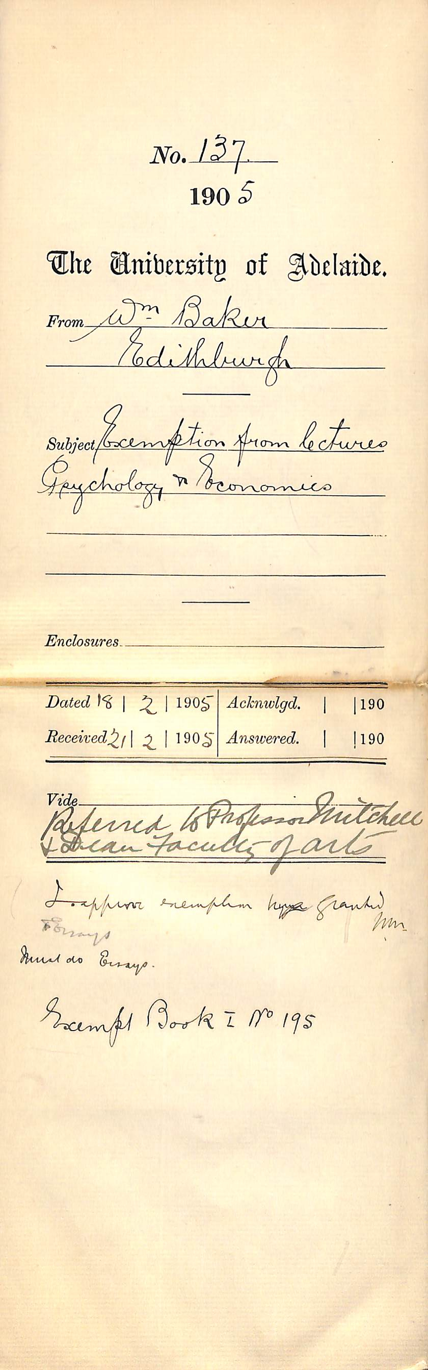 Exemption from lectures - Psychology &amp; Economics