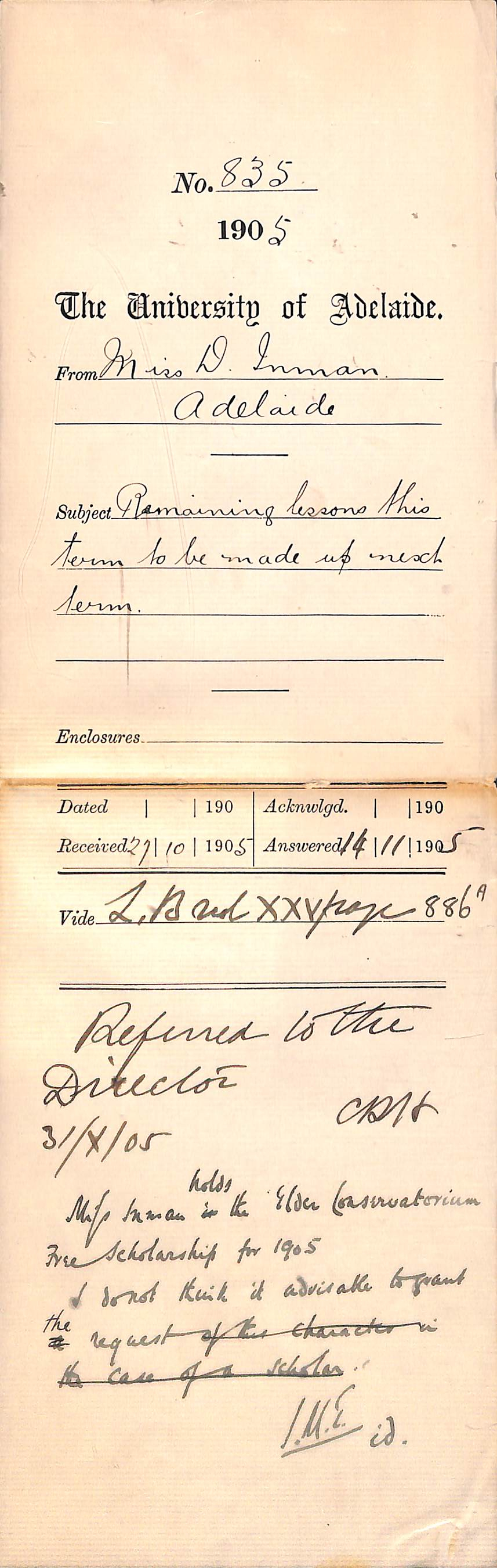 Regarding lessons to be made up next term