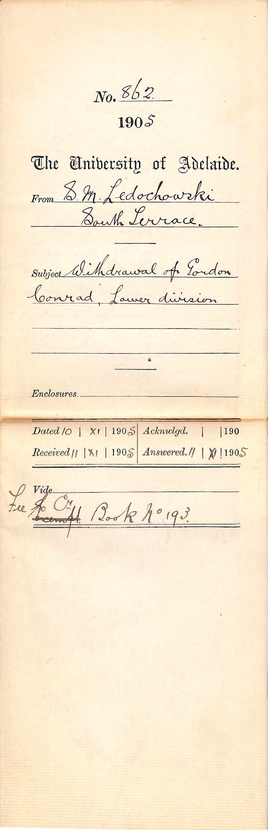 Withdrawal of Gordon Conrad Lower division