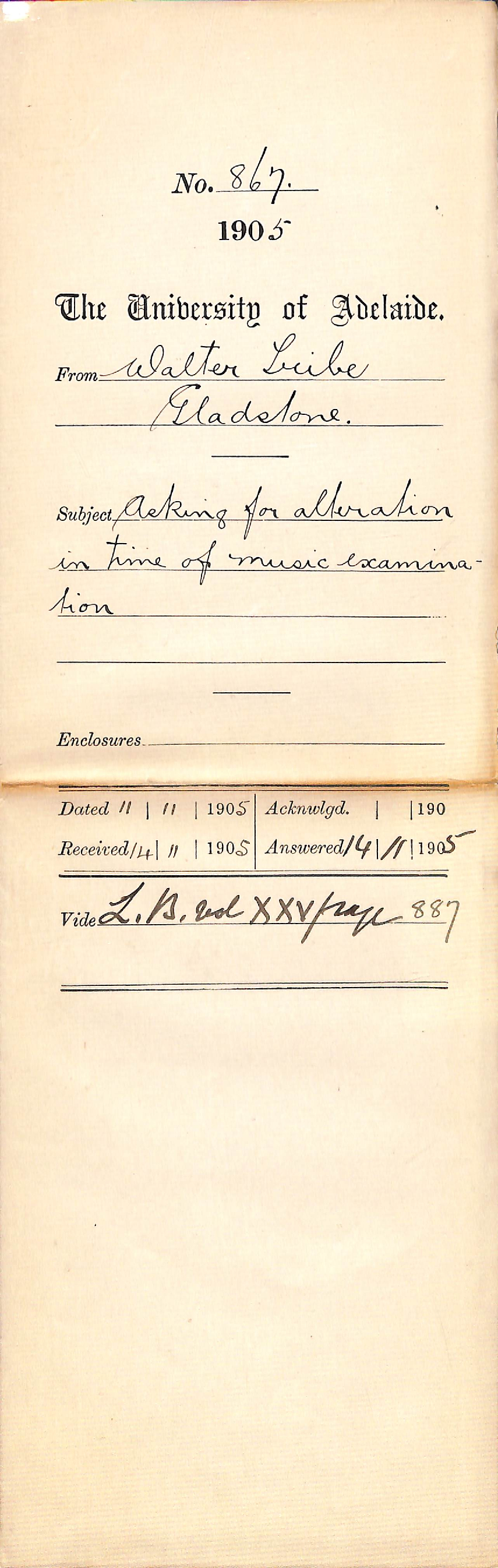 Asking for alteration in time of music examination