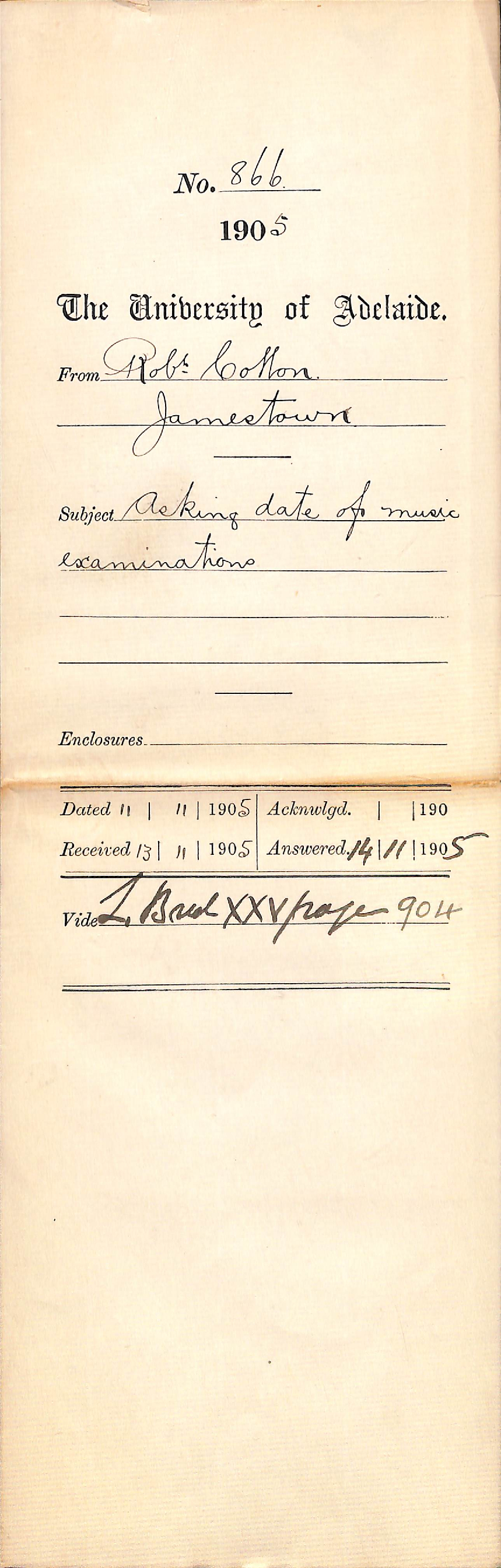 Asking date of music examinations