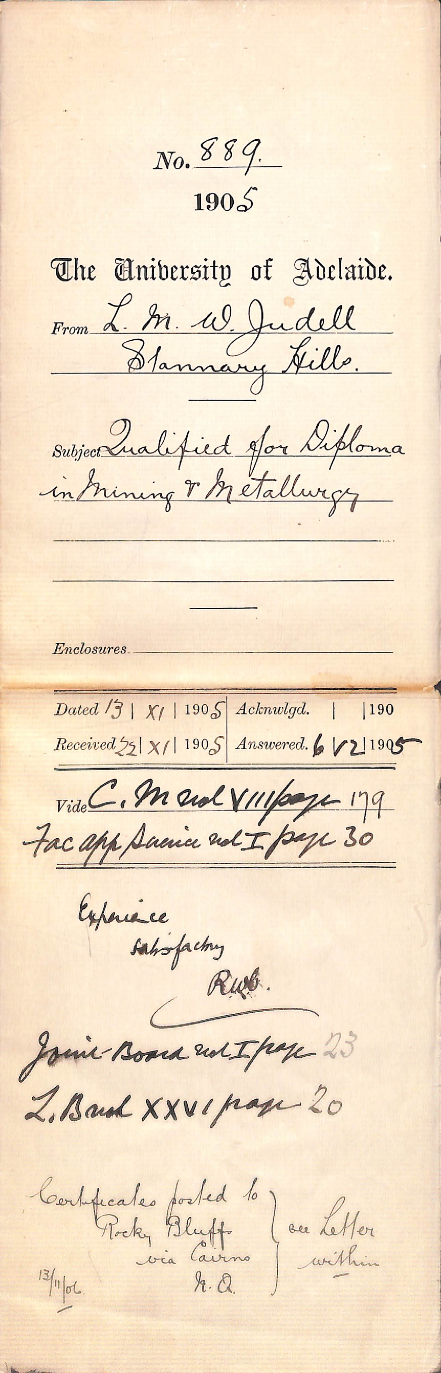 Qualified for Diploma in Mining and Metallurgy - Full Docket