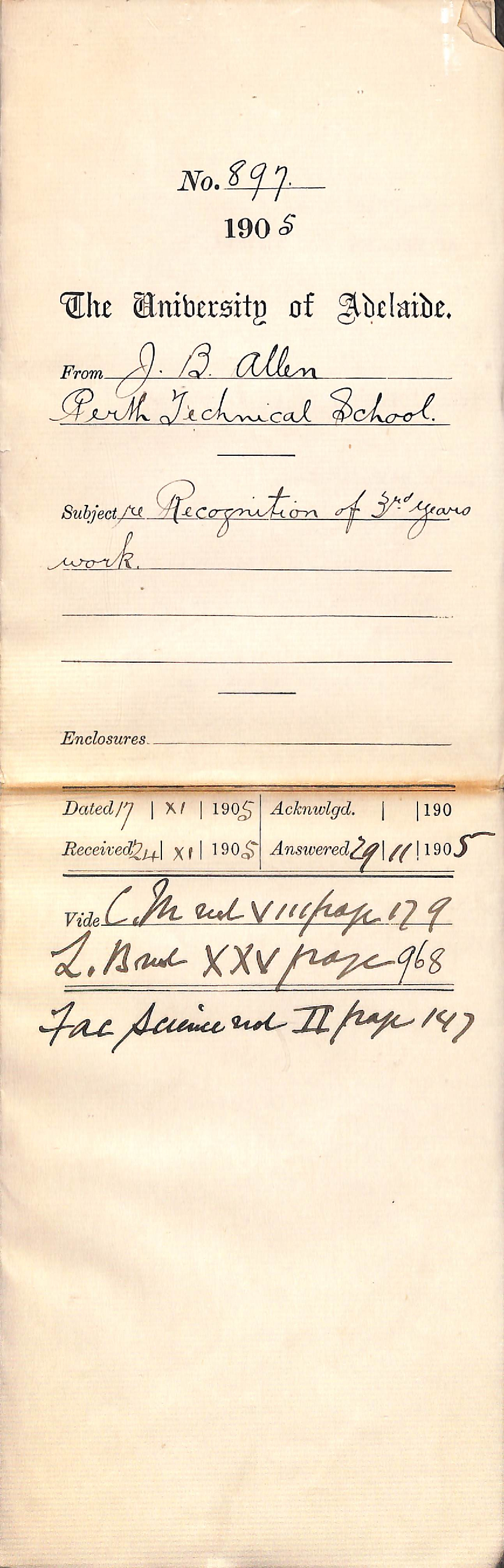 Recognition of 3rd year work - Full Docket