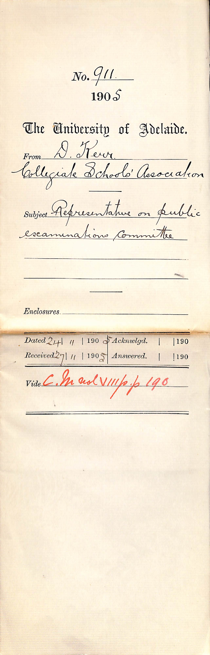 Representative on public examinations committee