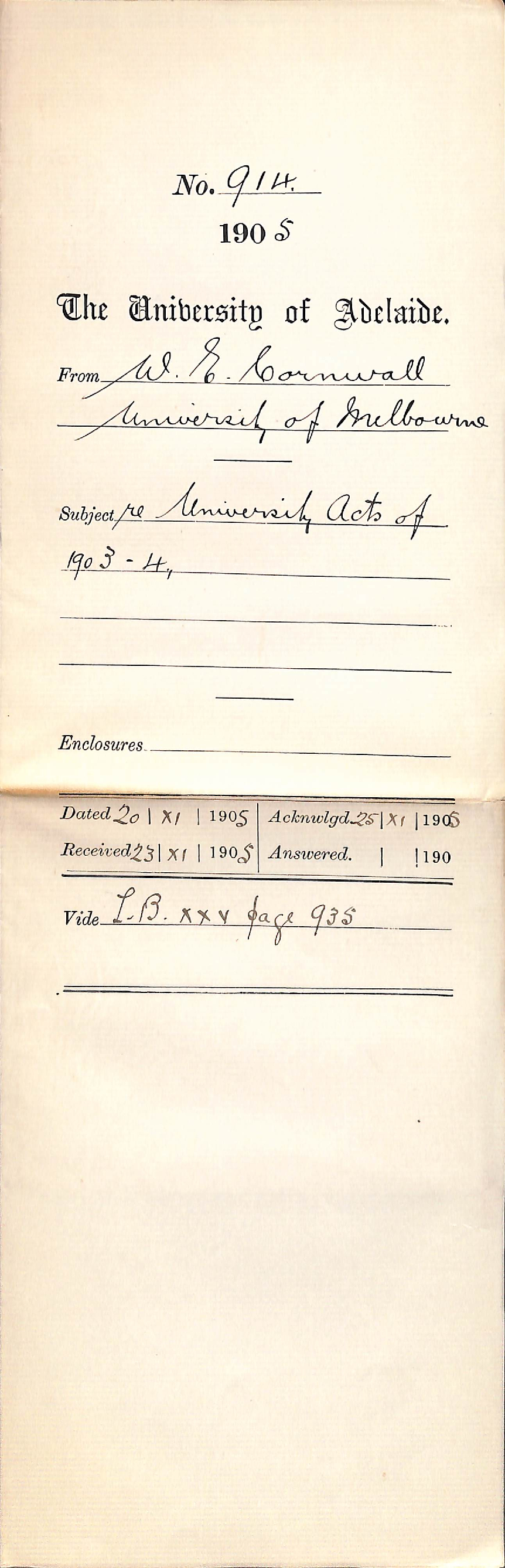 Re University Acts of 1903-4