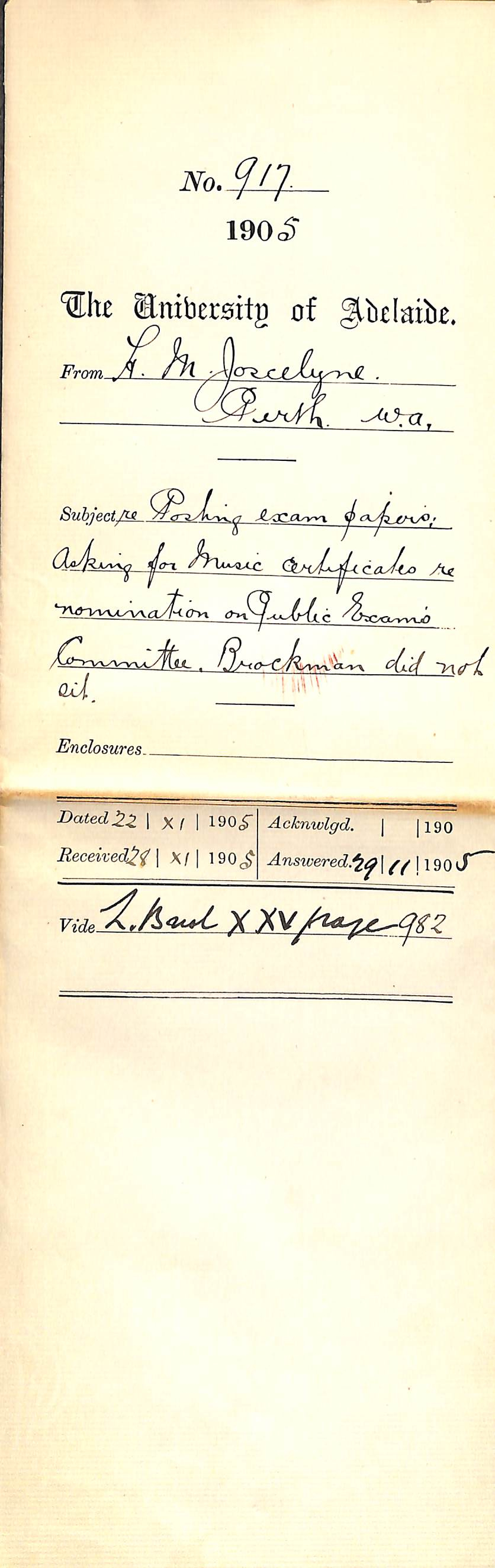 Asking exam papers Asking for music certificates re nomination on Public Exams Committee - Full Docket