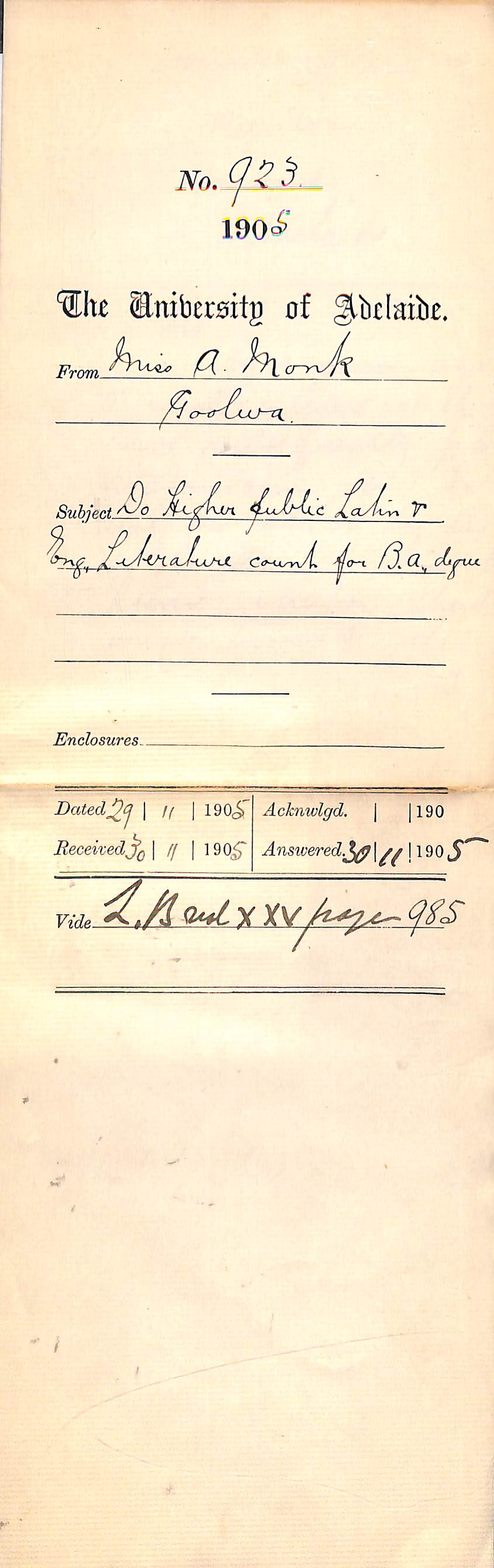 Do higher public Latin and English Literature count for BA degree