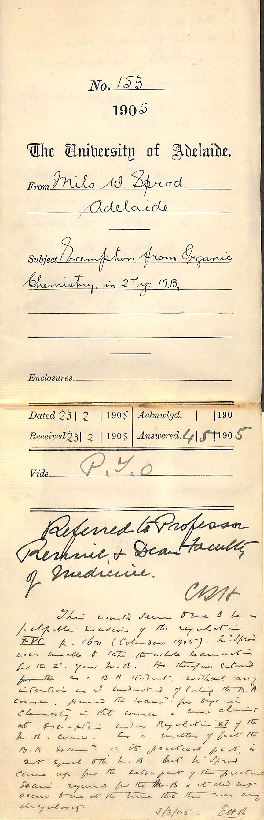 Exemption from Organic Chemistry in 2nd year MB