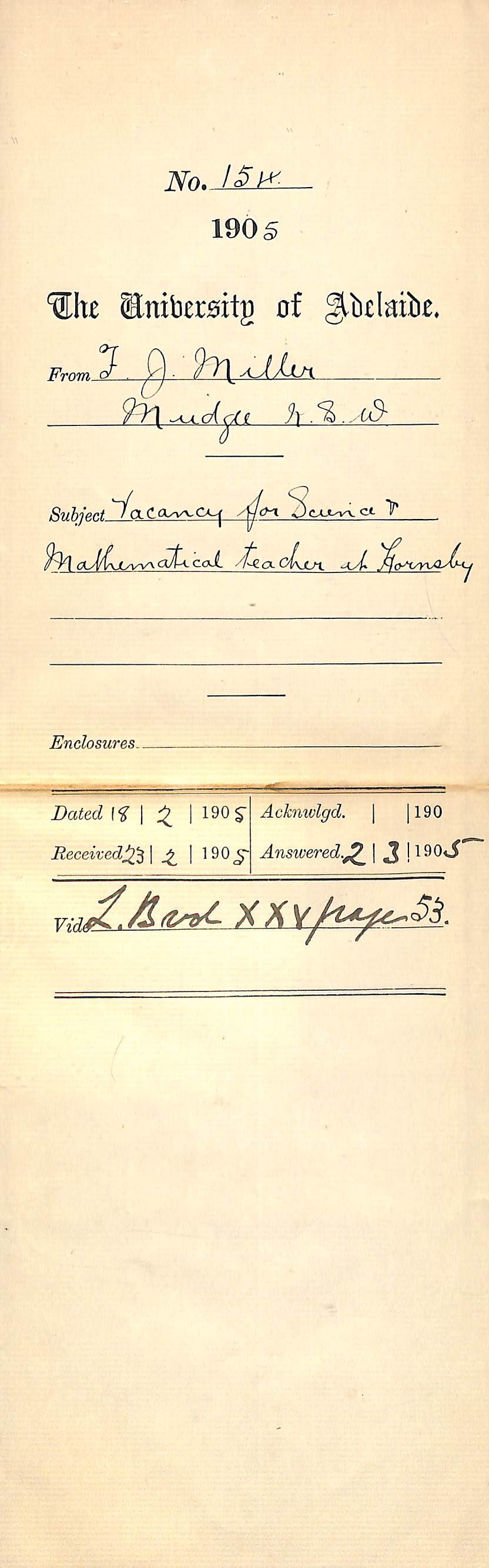 Vacancy for Science and Mathematical teacher at Hornsby