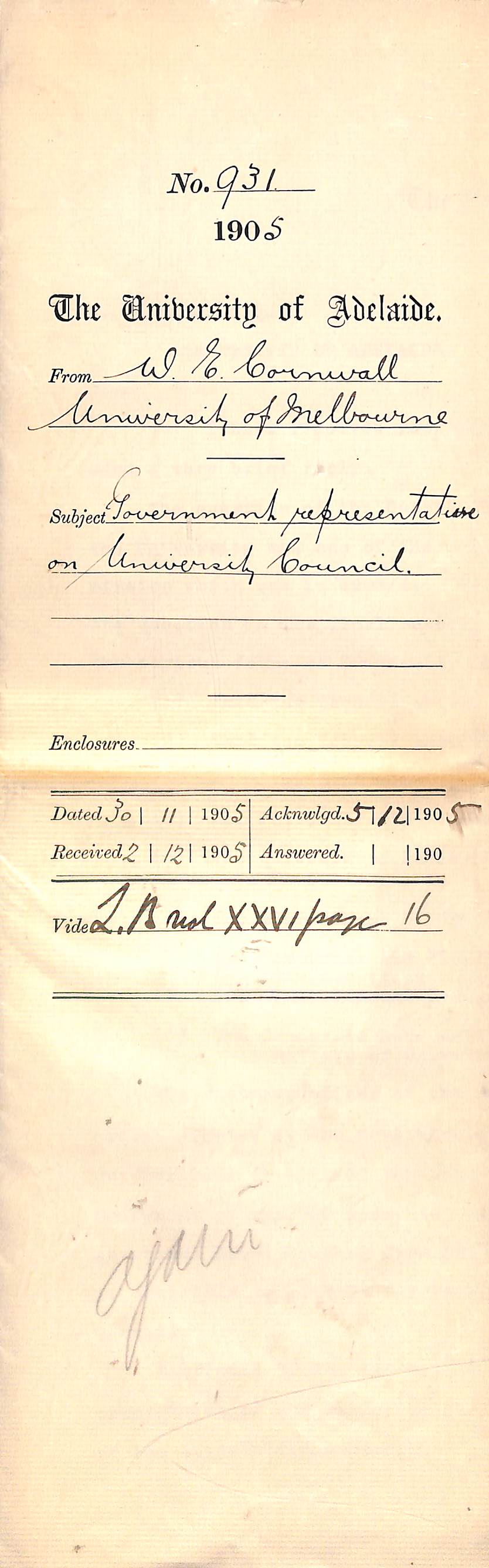 Government representative on University Council