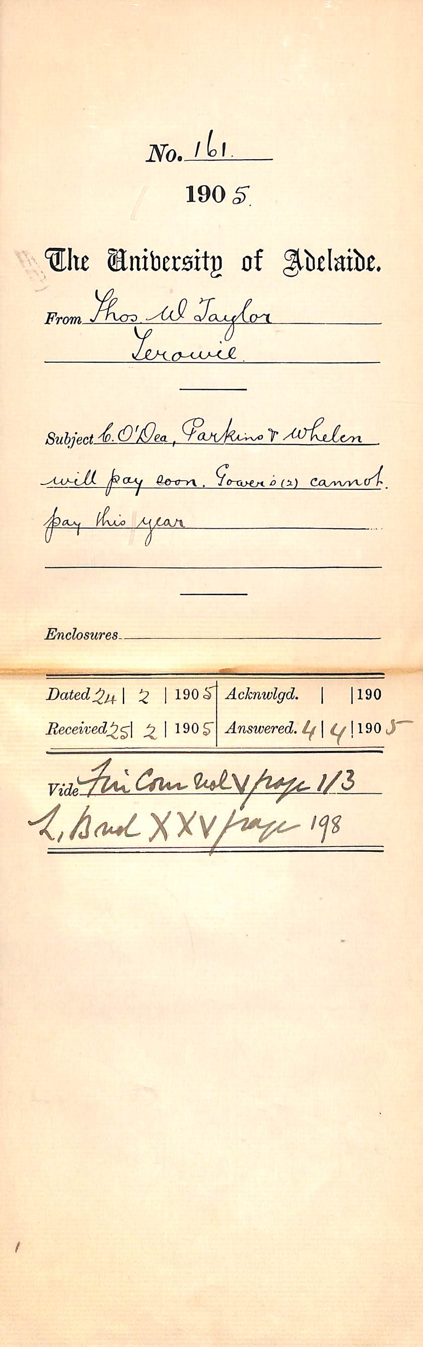 C O'Dea, Parkins and Whelen will pay soon - Gower's (2) cannot pay this year