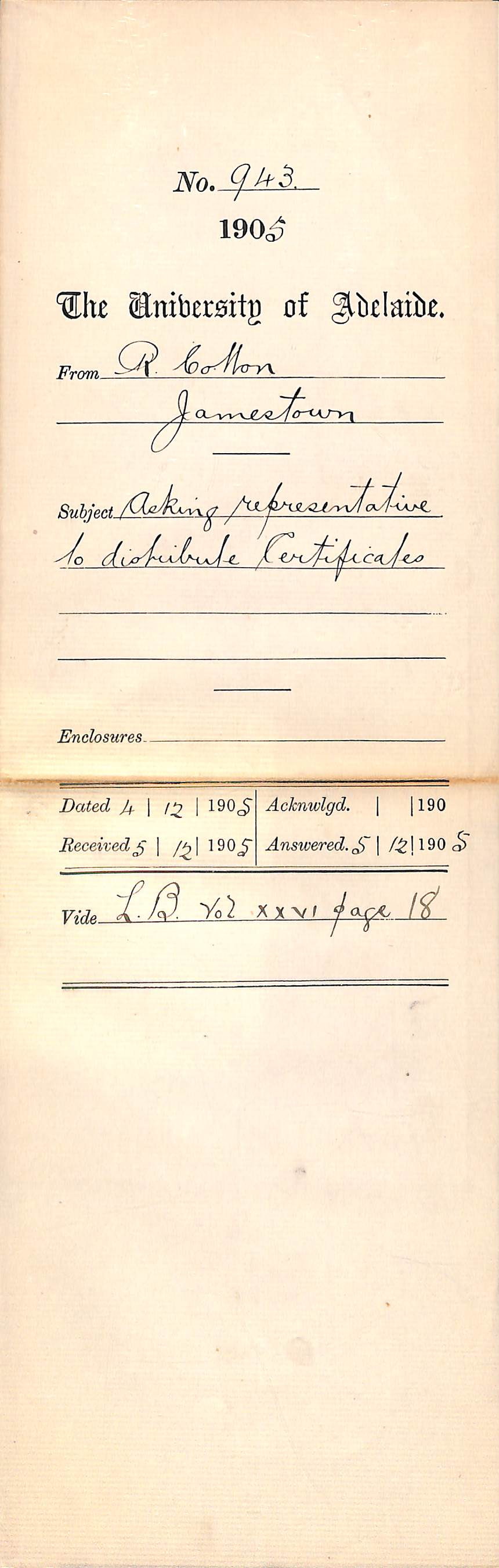 Asking representative to distribute Certificates