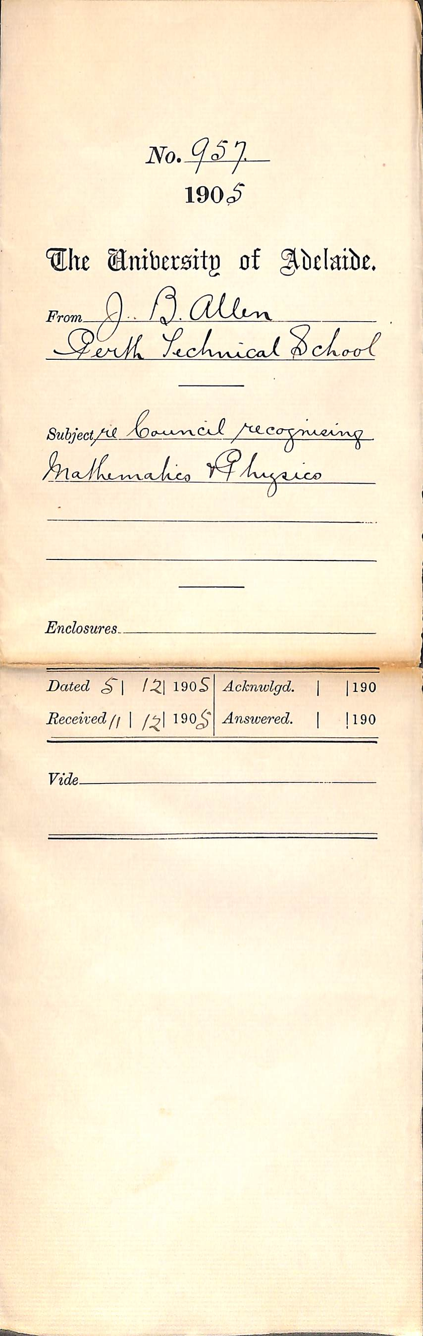 Re Council recognizing Mathematics and Physics