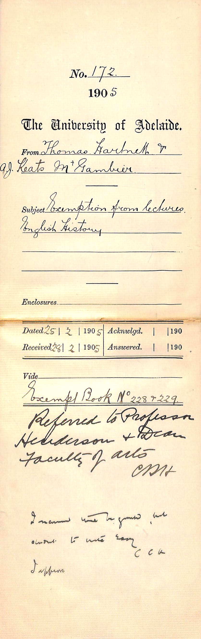 Exemption from lectures - Hartnett - Keats