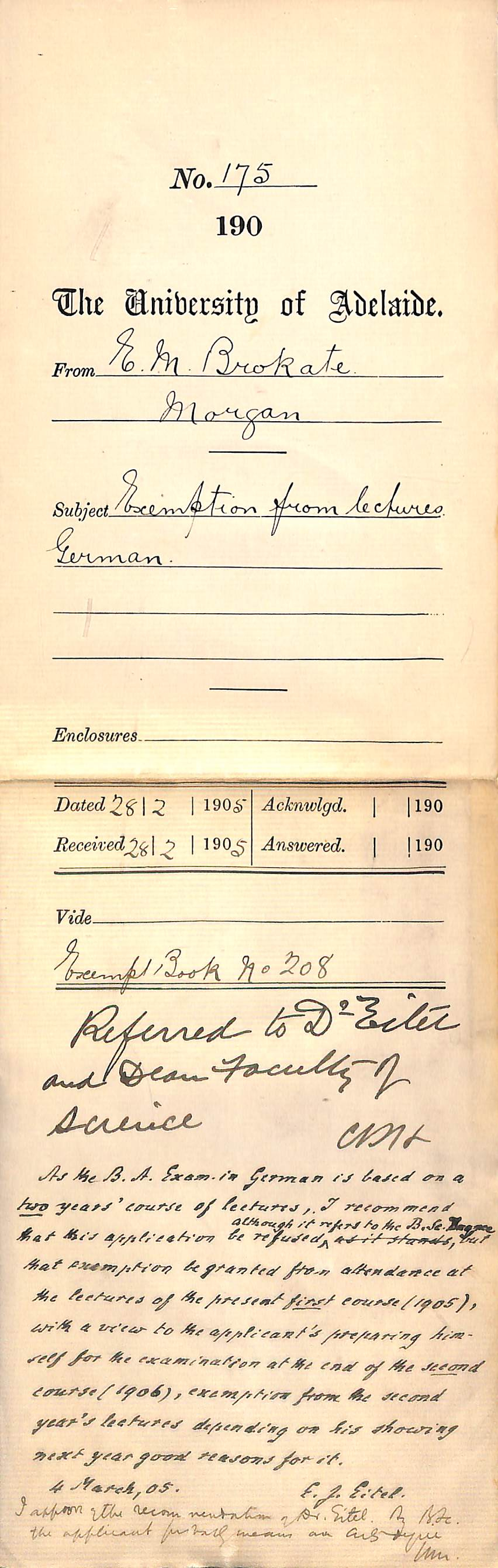 Exemption from lectures (German)