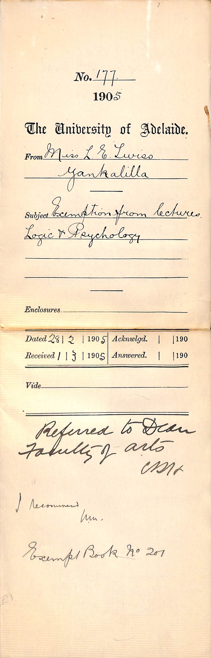 Exemption from lectures - Twiss