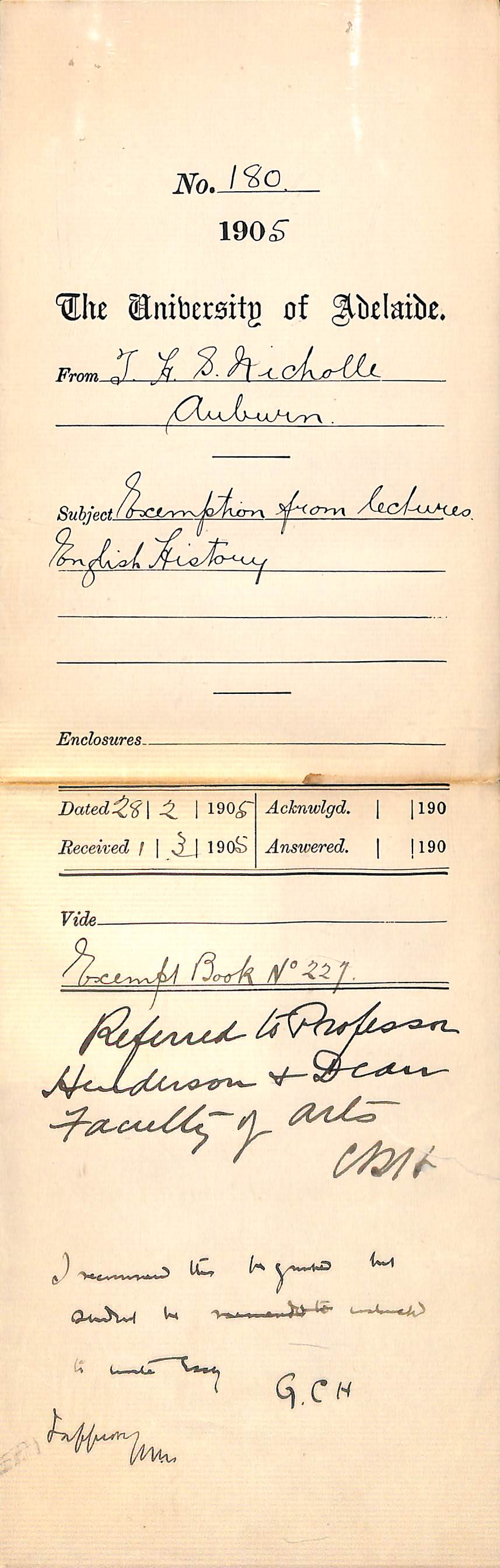 Exemption from lectures - Nicolle