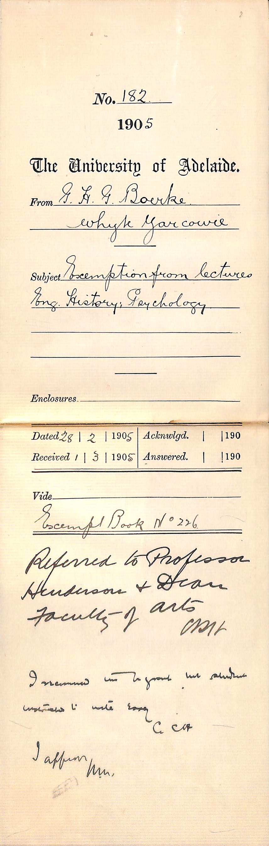 Exemption from lectures - Boerke