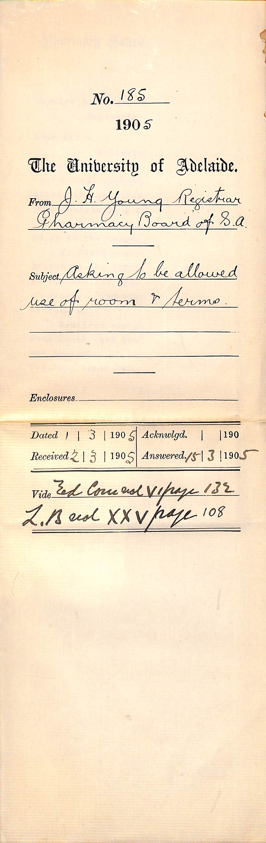 Asking to be allowed use of room and terms