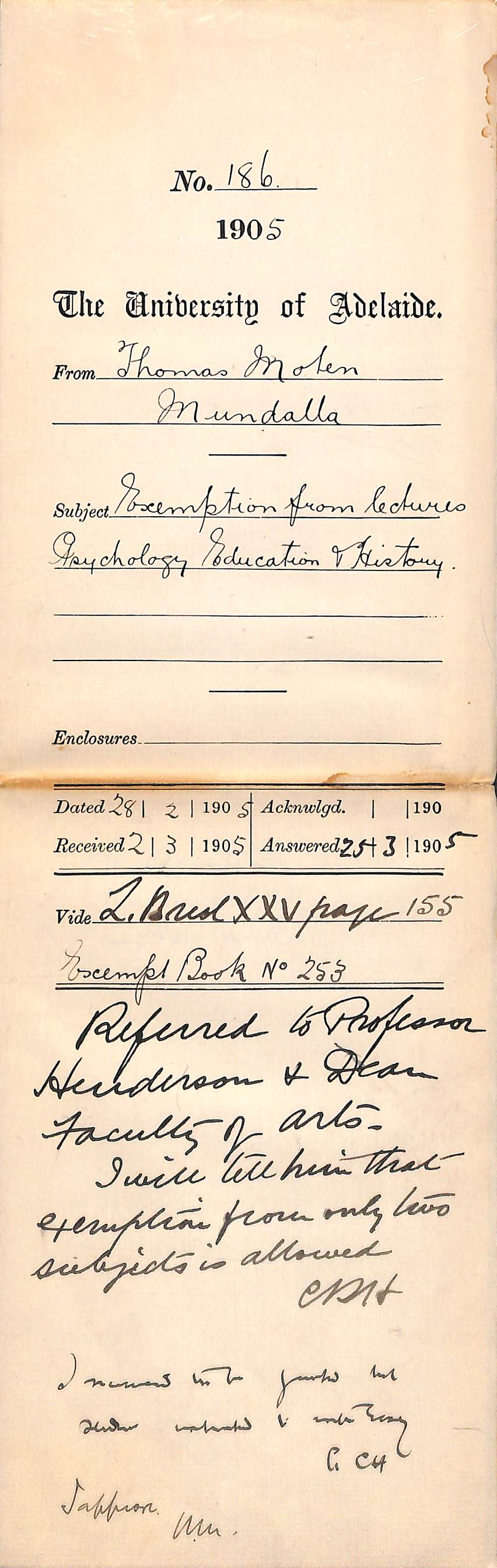 Exemption from lectures - Moten