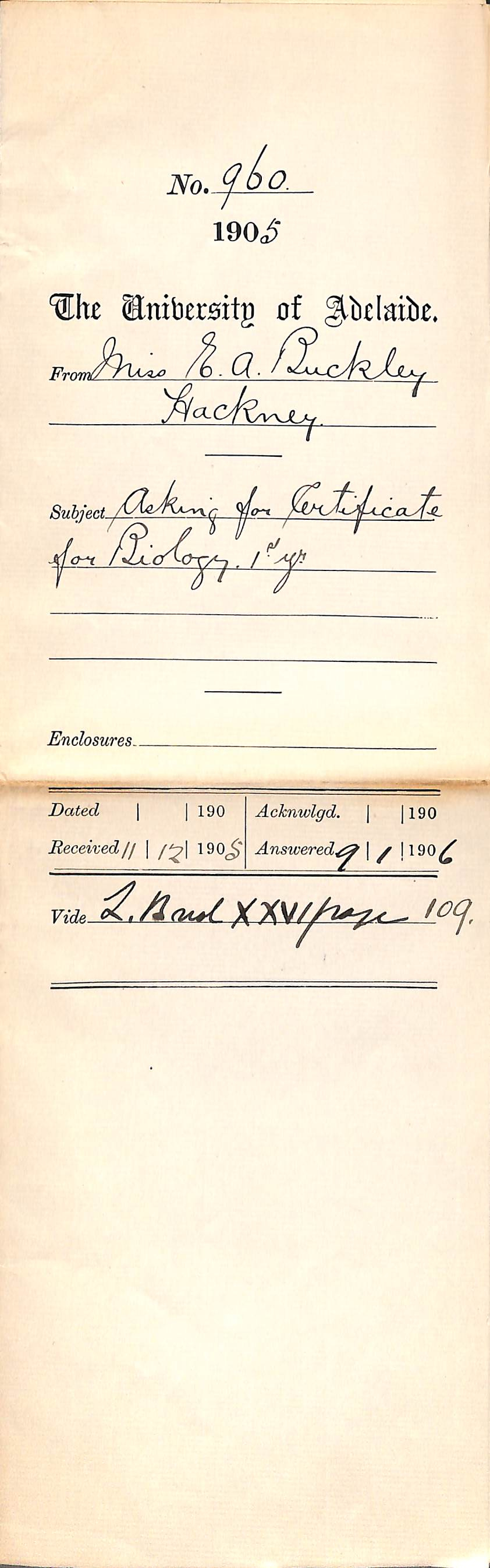 Asking for Certification for Biology