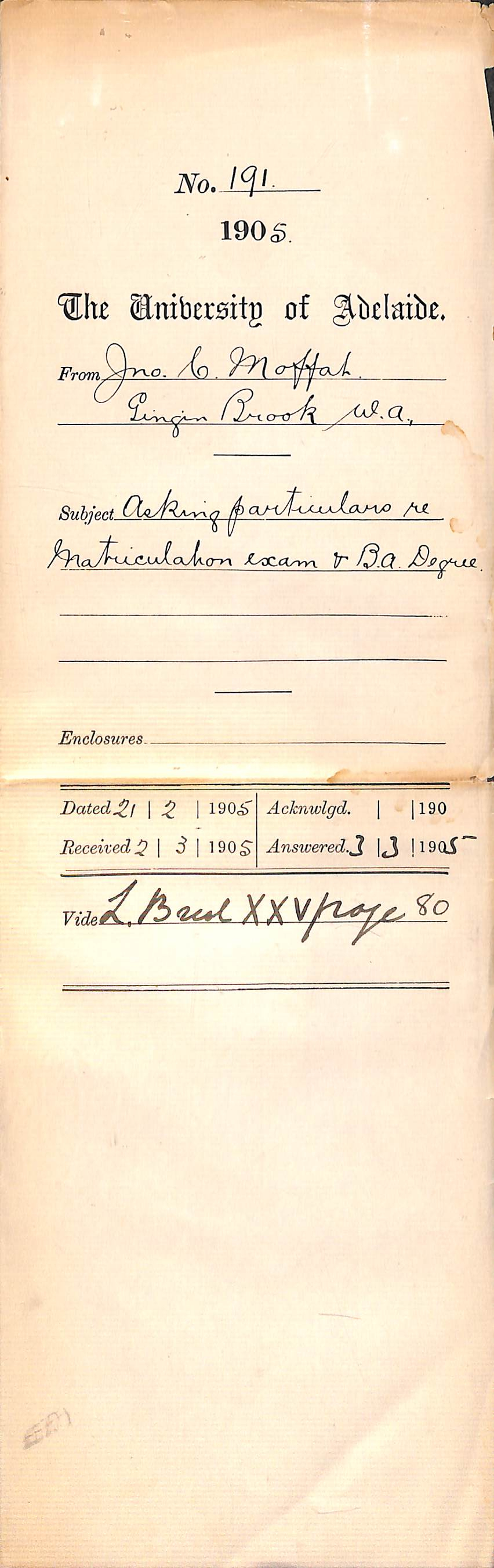 Asking particulars re Matriculation exam and BA Degree