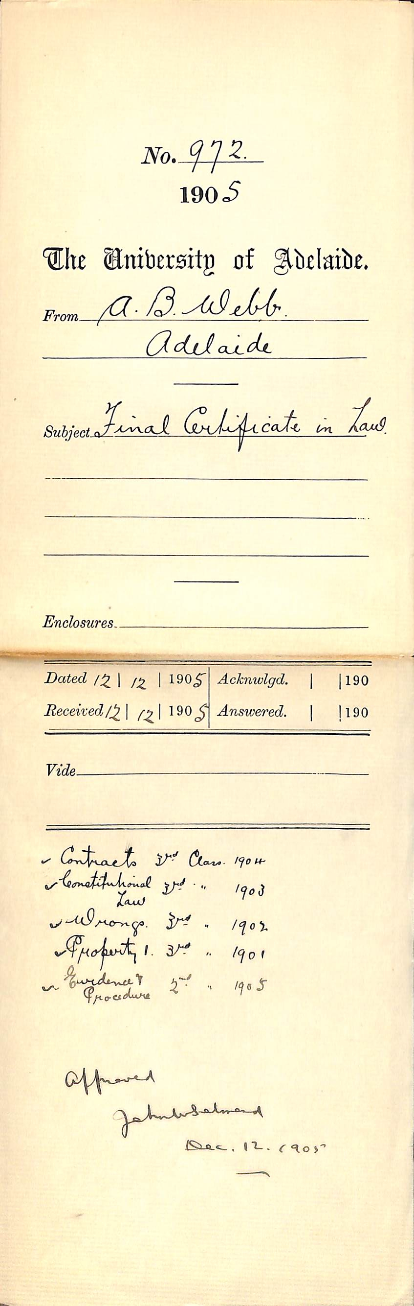 Final Certificate in Law