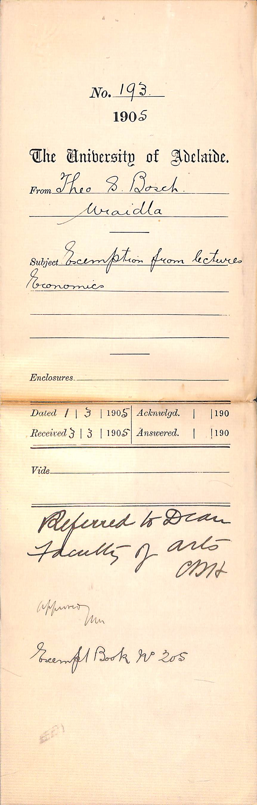 Exemption from lectures - Bosch