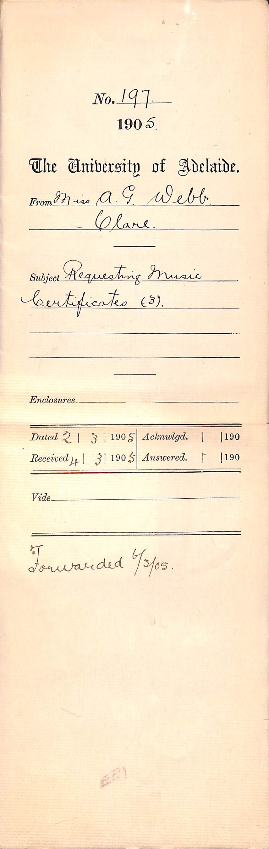 Requesting Music certificates - Webb