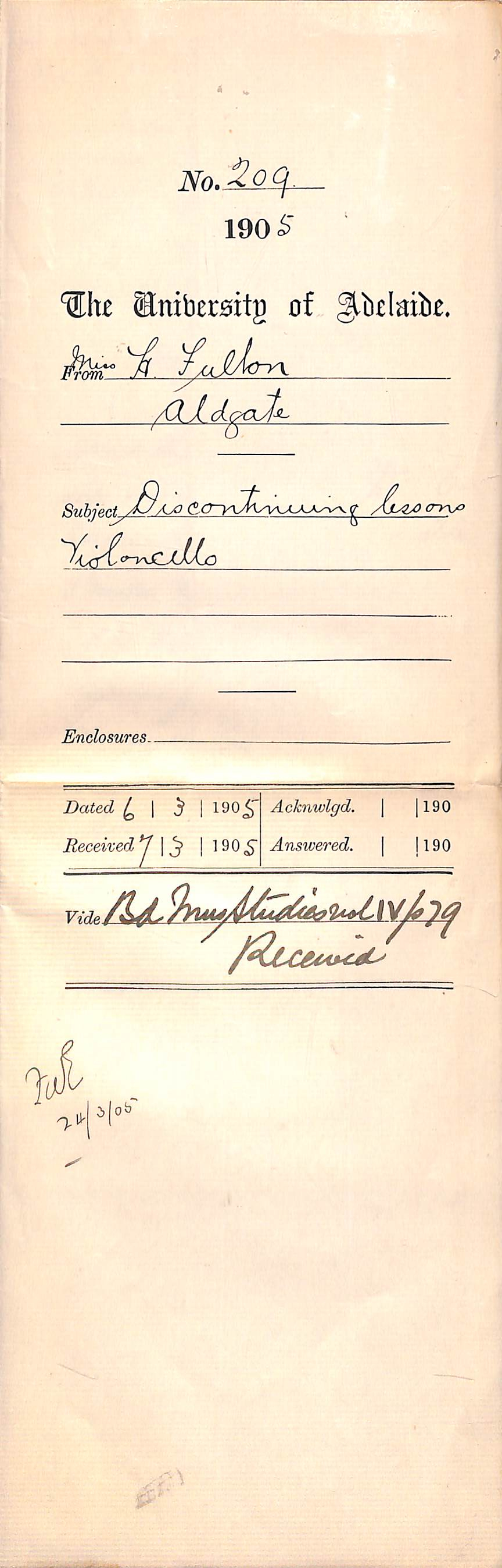 Discontinuing lessons