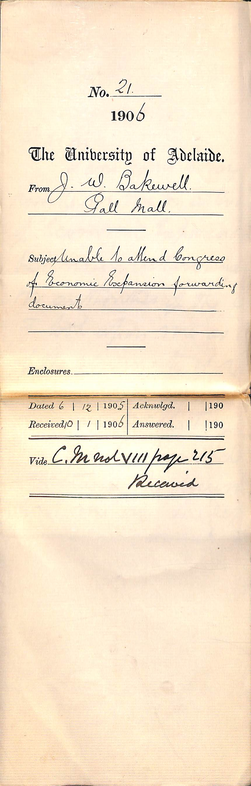 Forwarding documents from Economic Congress