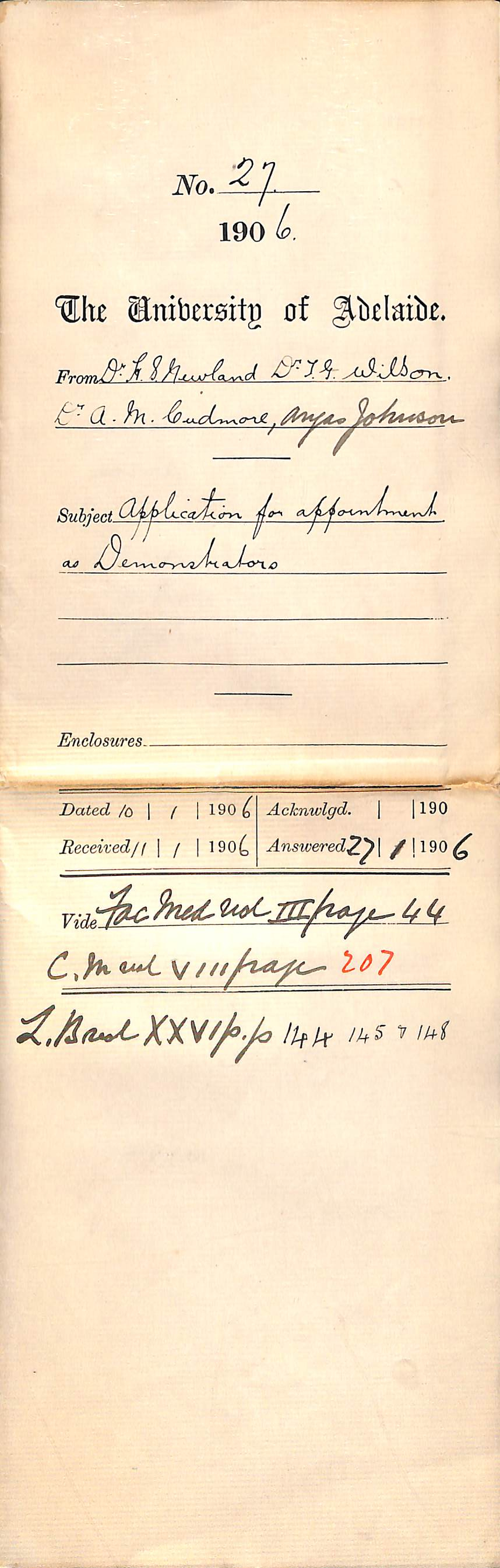 Applying for demonstrator vacancy