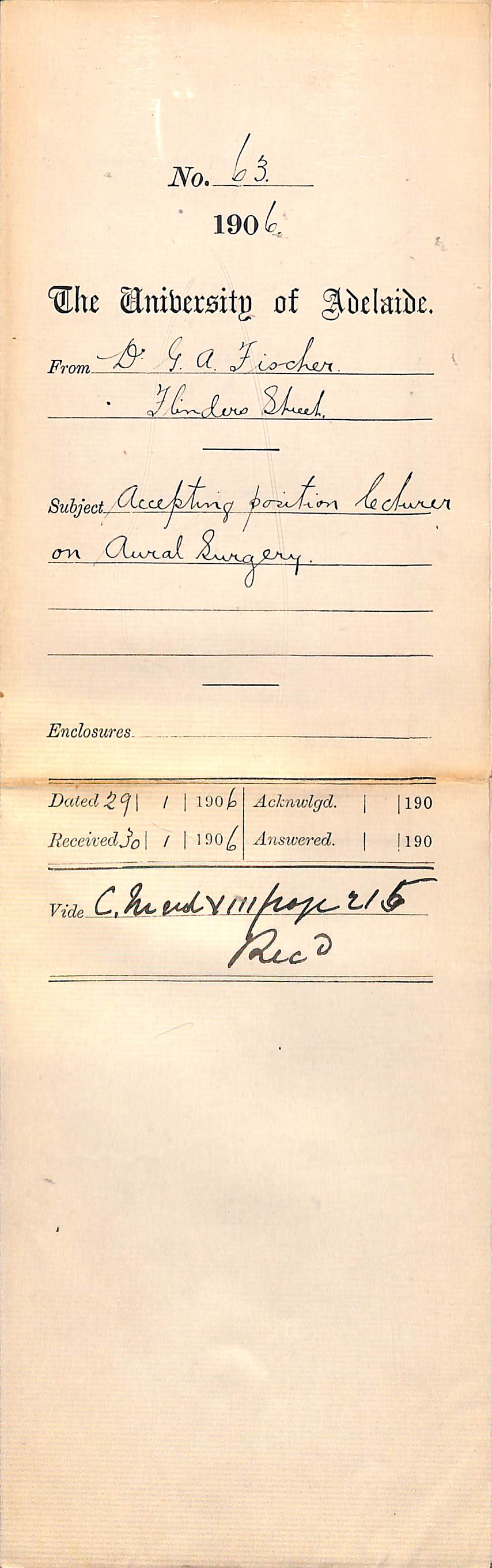 Accepting position in Aural Surgery