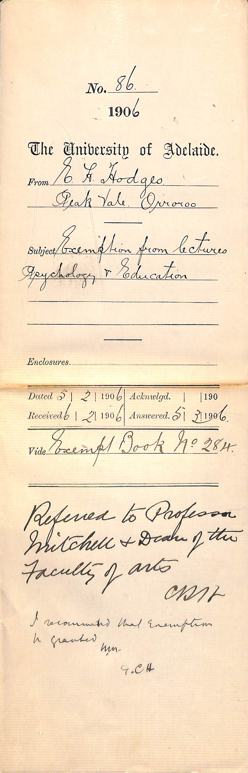 Enquiring about studying with exemption from lectures