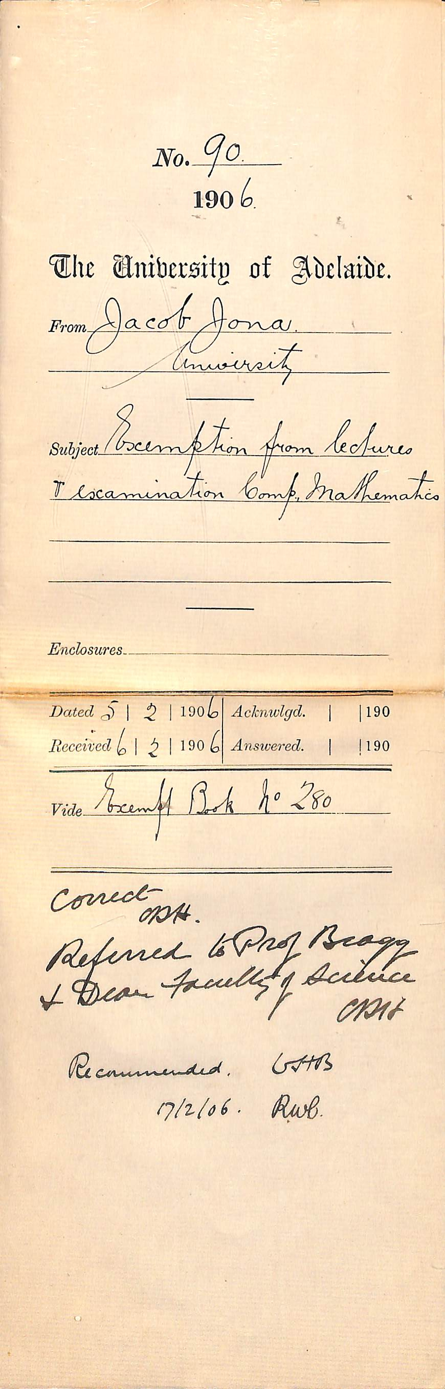 Requesting exemption for compulsory Maths in BSc