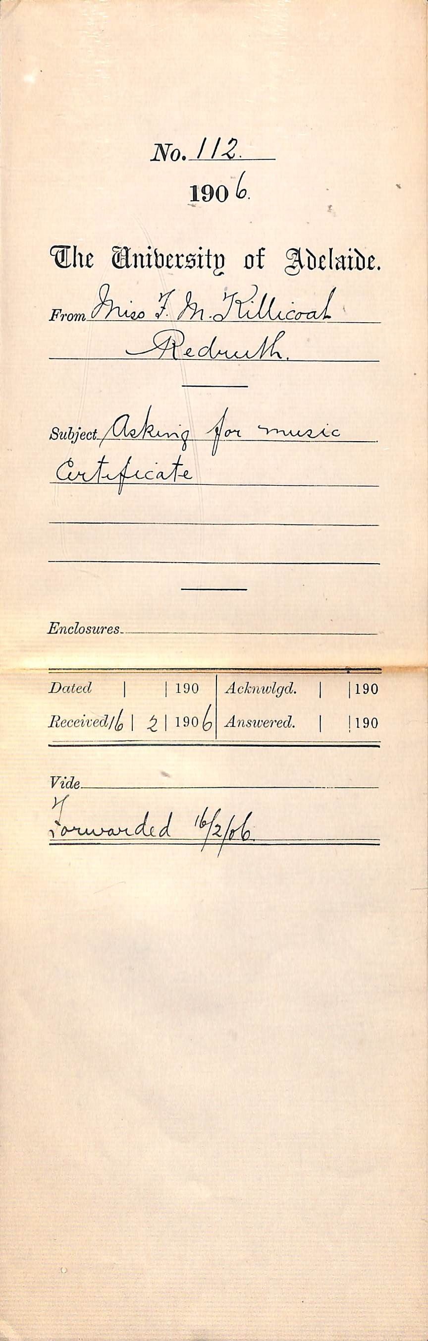 Requesting music certificate and thanking for one received