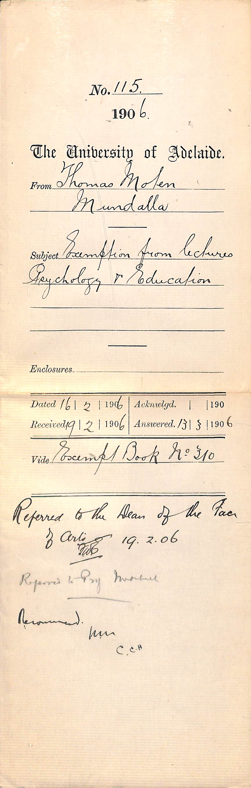 Applying for exemption from lectures