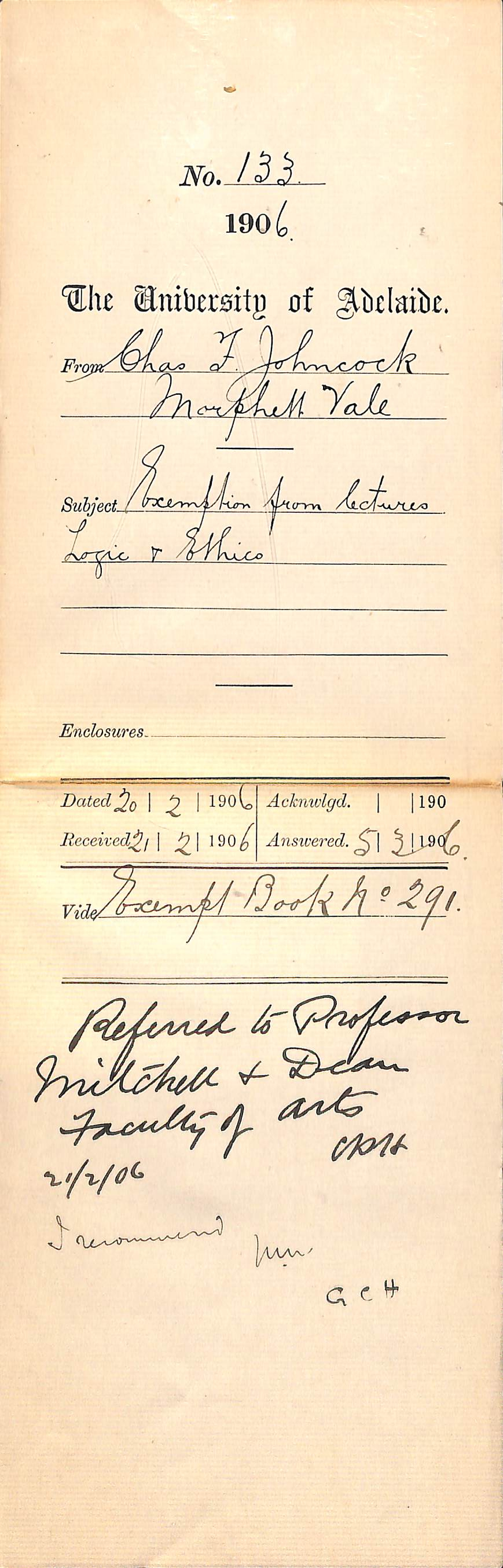 Exemption from lectures Logic and Ethics