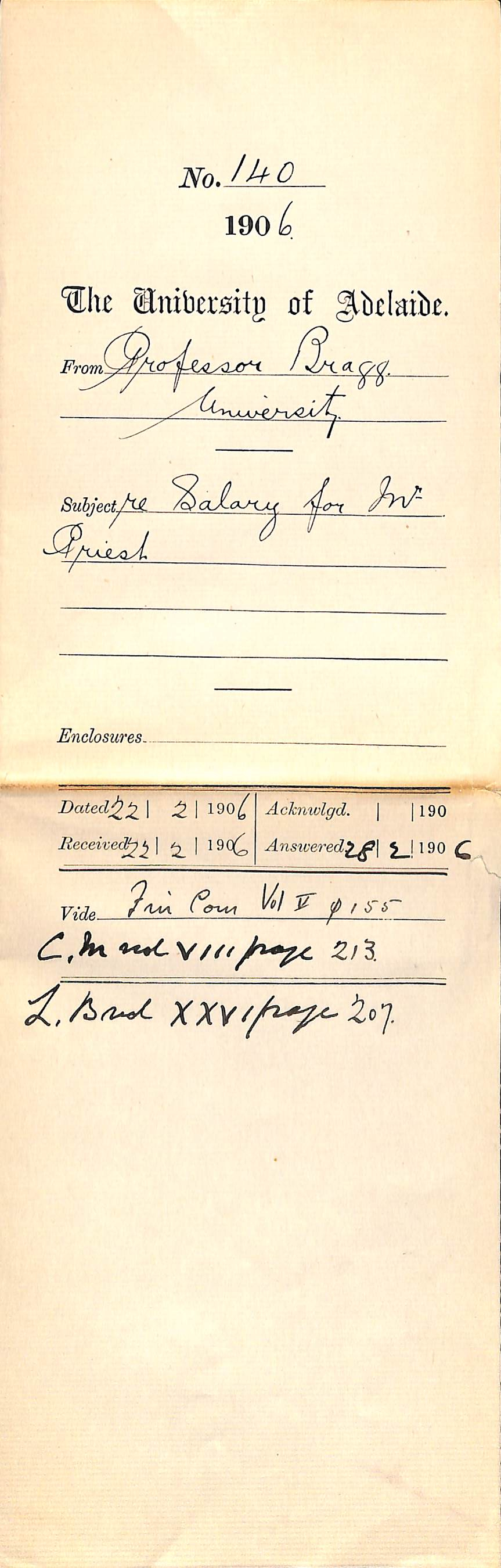 Salary for Mr Priest