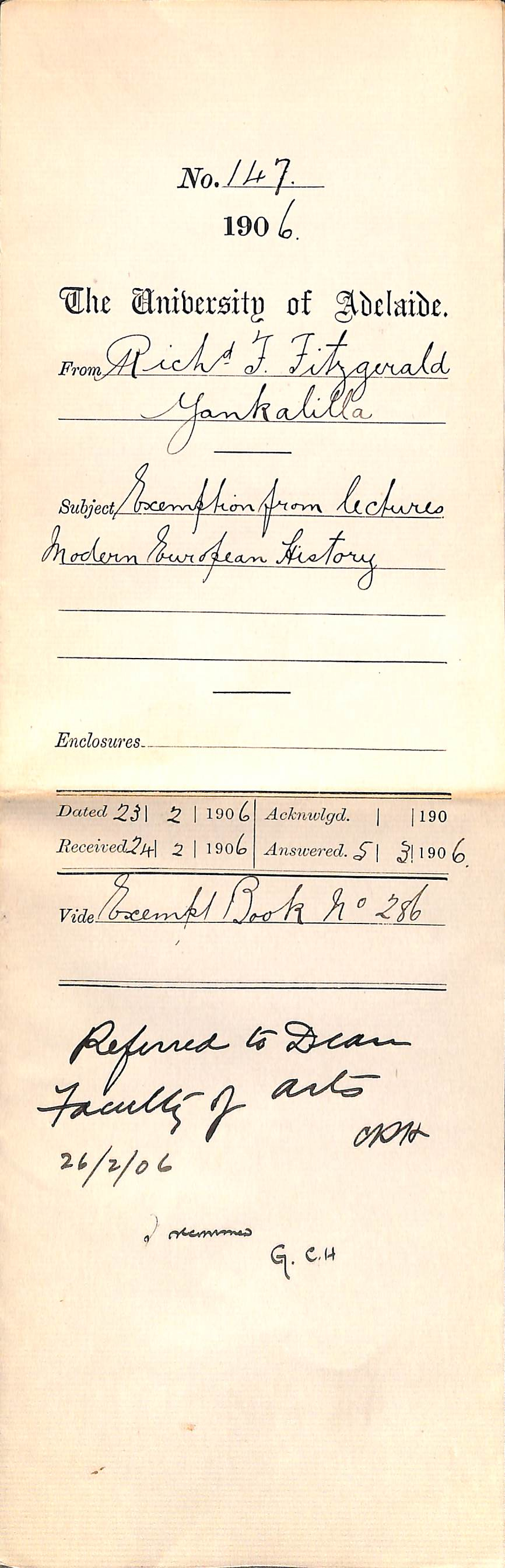 Exemption from lectures Modern European History