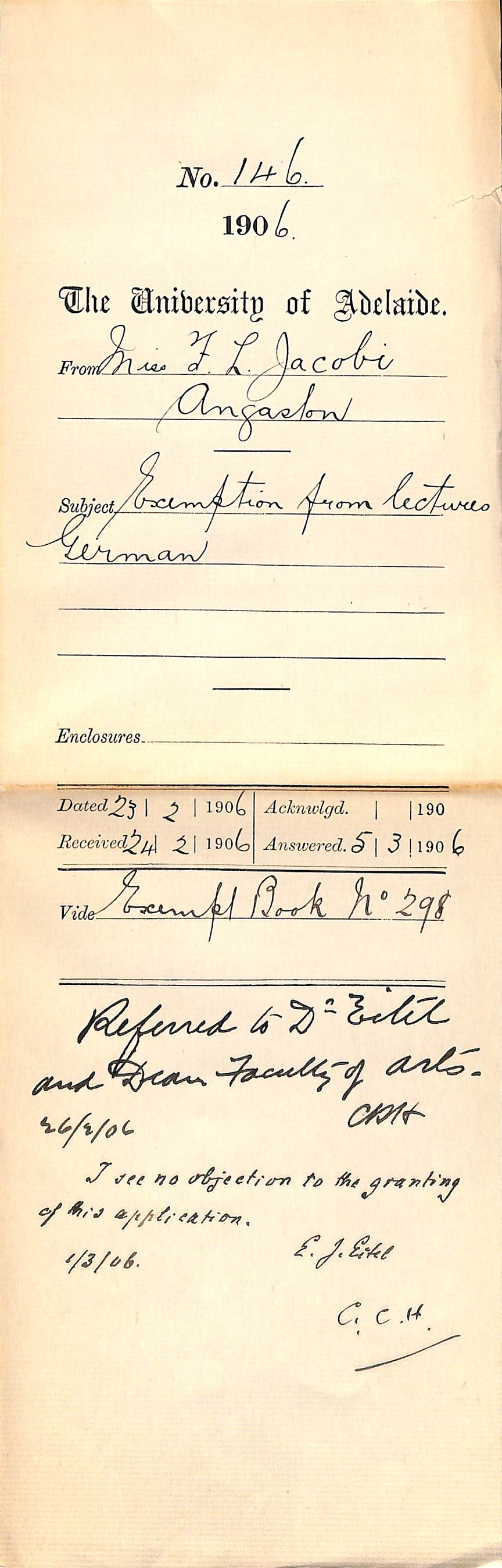 Exemption from lectures German