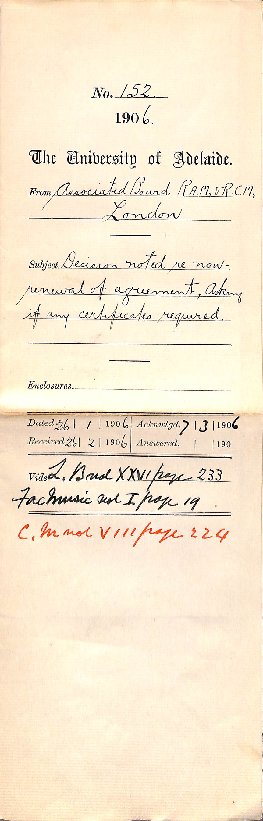 Decision noted re non renewal of agreement Asking if any Certificates required