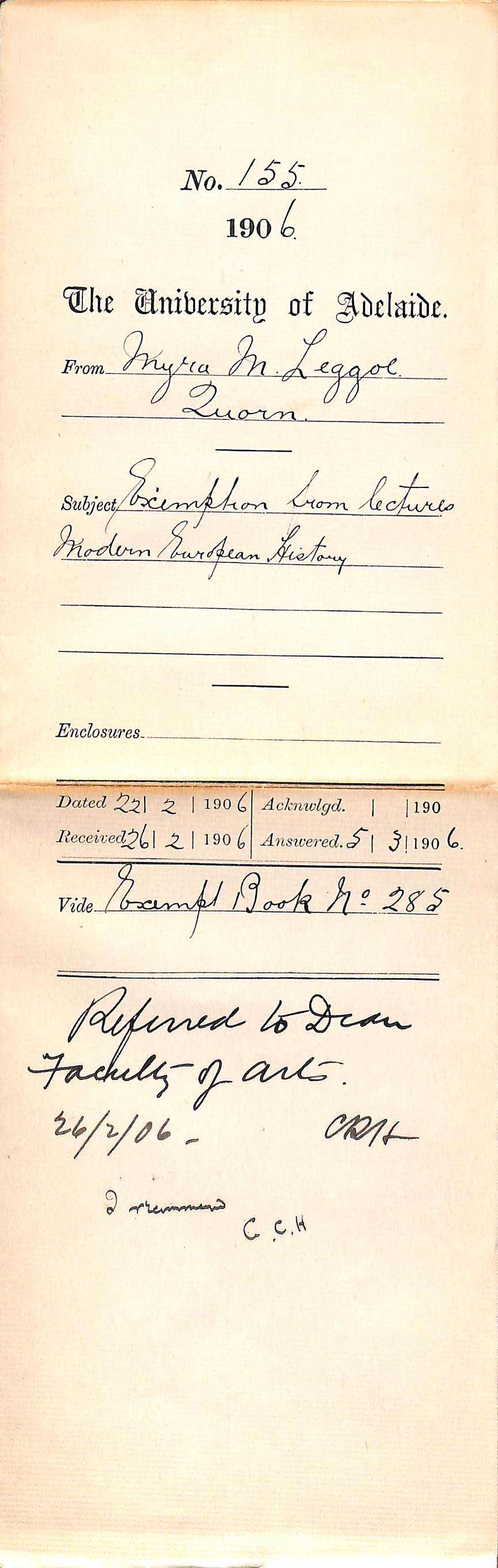 Exemption from lectures Modern European History