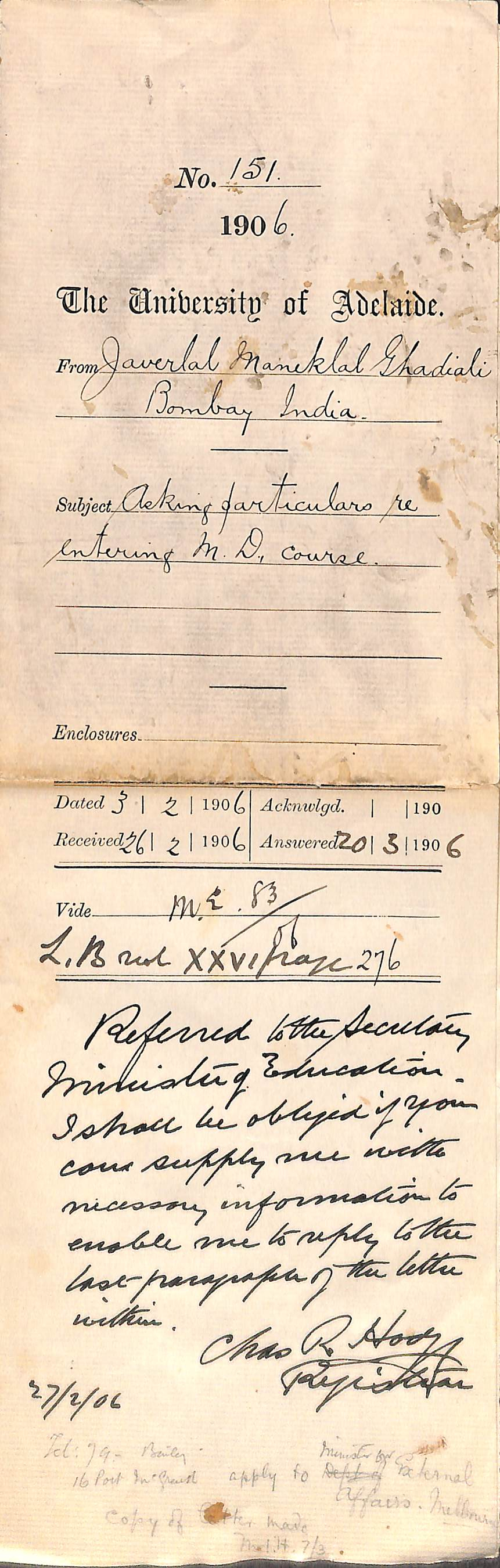 Asking particulars re entering MD Course