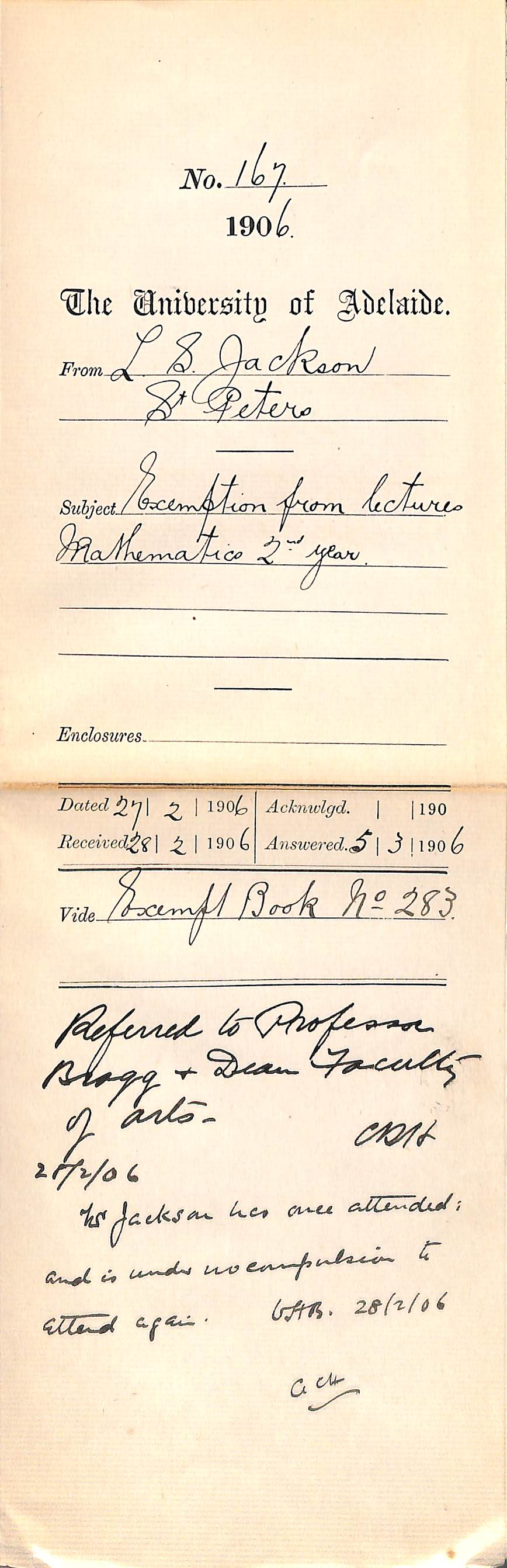Exemption from lectures Mathematics 2nd Year
