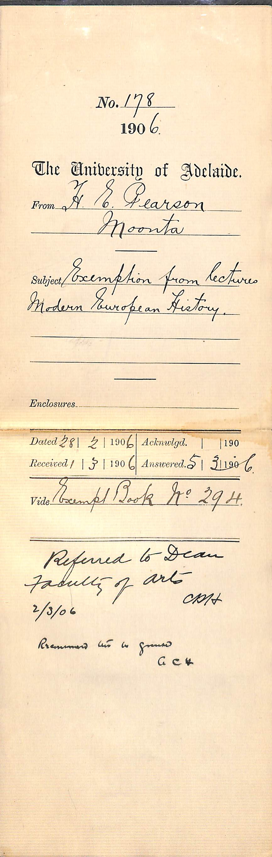 Exemption from lectures Modern Europe History