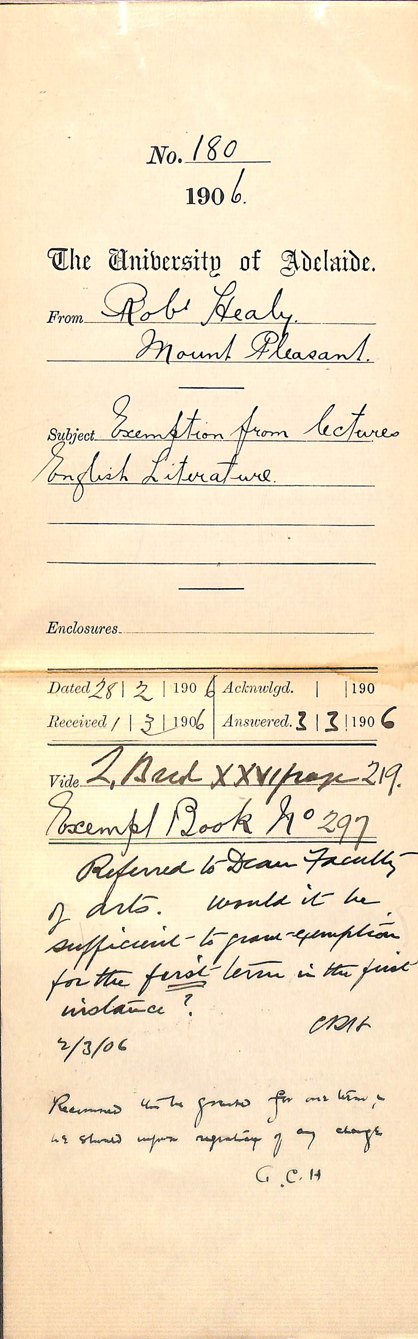 Exemption from lectures English Literature 